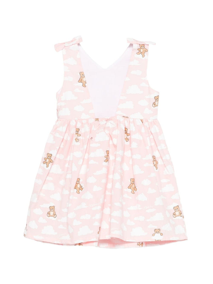 Abito bianco/rosa per neonata MDV0DNLLB61 83696 Moschino Kids 
