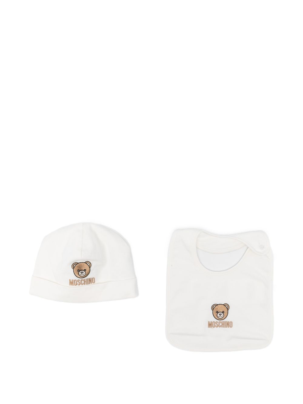 Kit cappello/bavetta bianco per neonato MRY03ELAA23 10063 Moschino Kids 