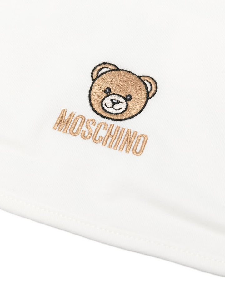Kit cappello/bavetta bianco per neonato MRY03ELAA23 10063 Moschino Kids 