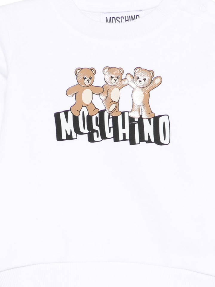 Felpa bianca per neonato MTF060LCA89 10101 Moschino Kids 