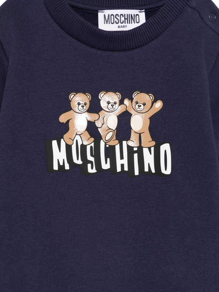 Felpa blu navy per neonato MTF060LCA89 40016 Moschino Kids 