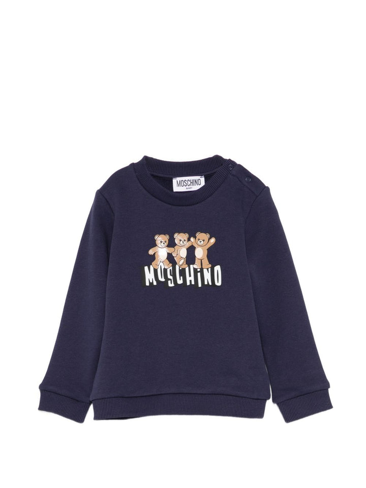 Felpa blu navy per neonato MTF060LCA89 40016 Moschino Kids 