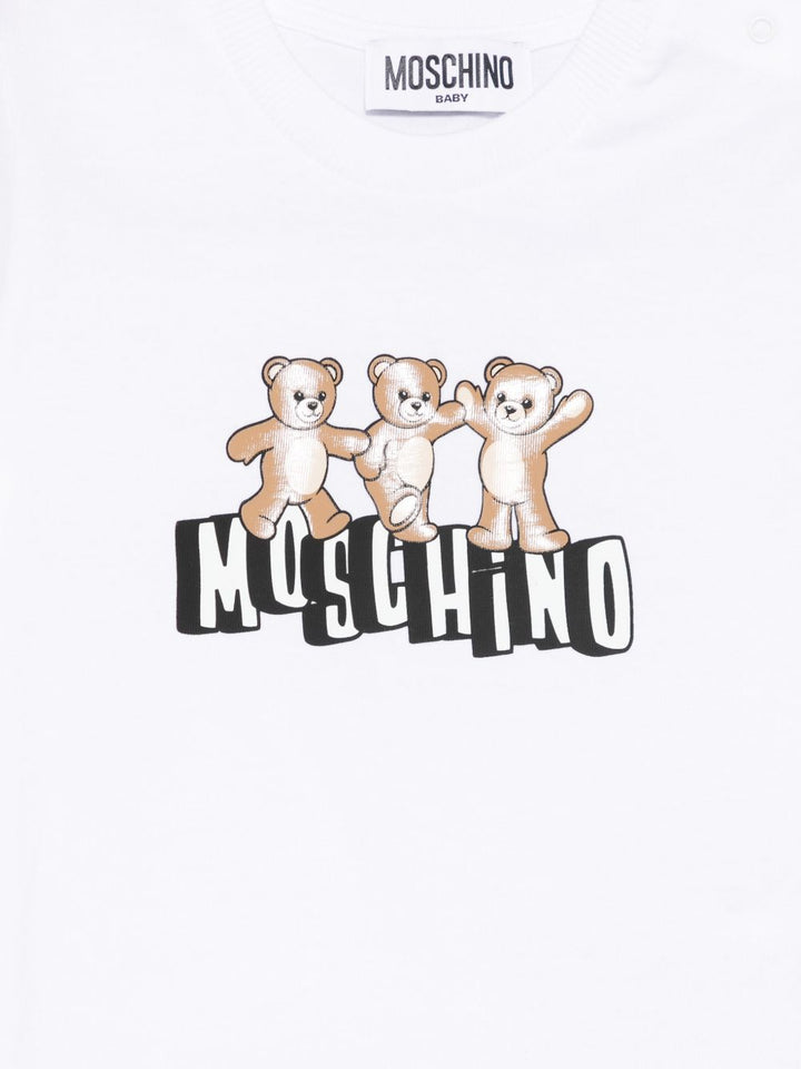 T-shirt bianco per neonato MUM04KLAA17 10101 Moschino Kids 