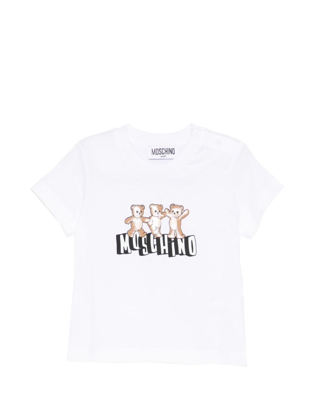 T-shirt bianco per neonato MUM04KLAA17 10101 Moschino Kids 