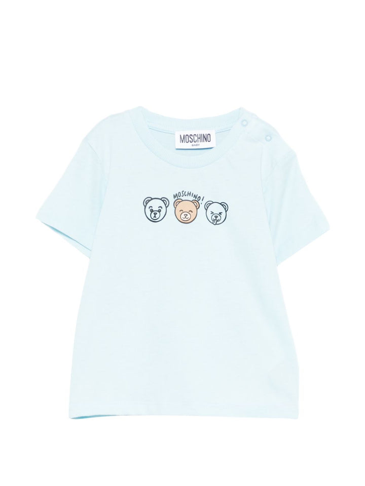 T-shirt celeste per neonato MUM04OLAA24 40304 Moschino Kids 