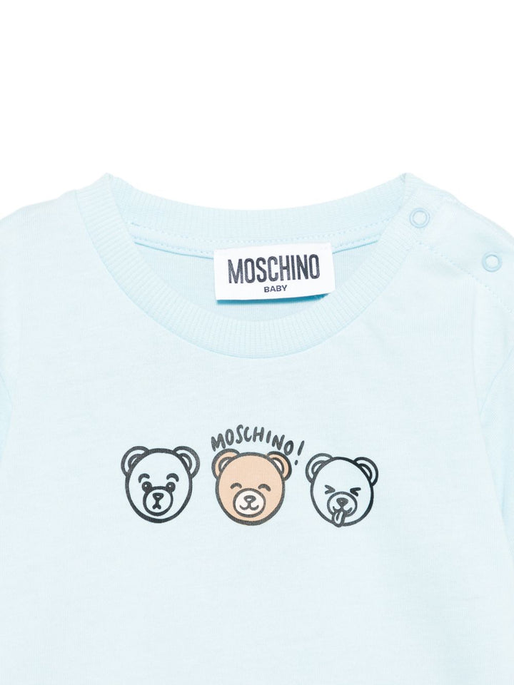 T-shirt celeste per neonato MUM04OLAA24 40304 Moschino Kids 