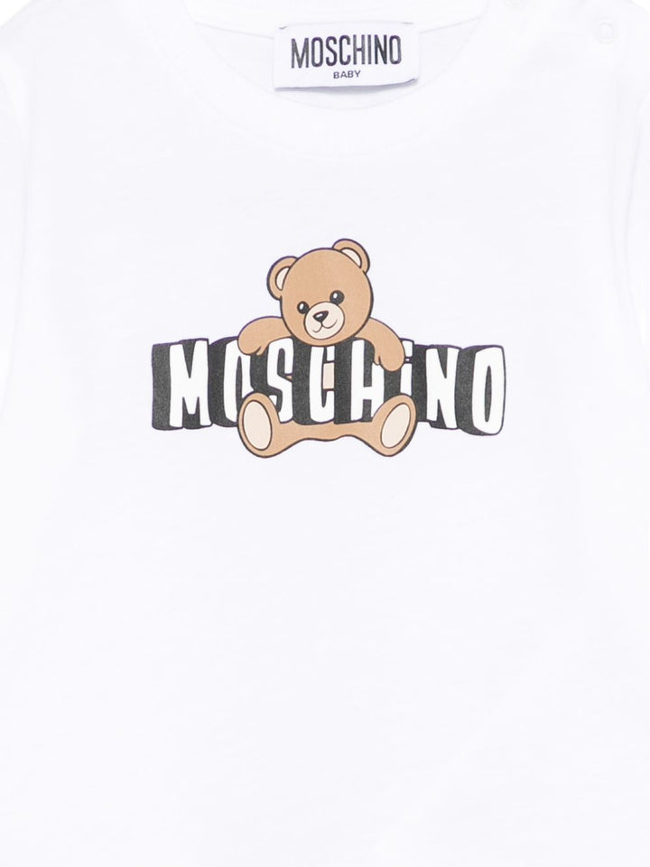 T-shirt bianco per neonato MUM04PLAA03 10101 Moschino Kids 