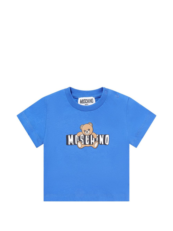 T-shirt blu per neonato MUM04PLAA03 40630 Moschino Kids 