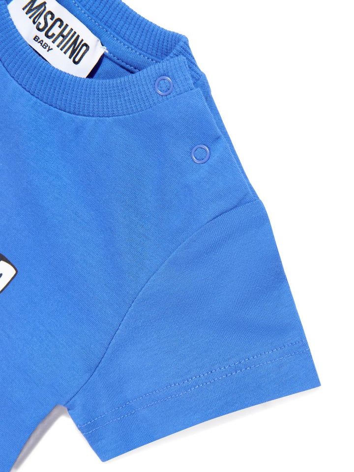 T-shirt blu per neonato MUM04PLAA03 40630 Moschino Kids 