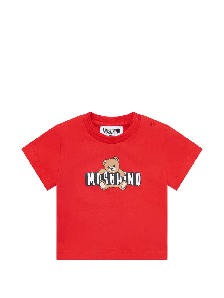T-shirt rosso per neonato MUM04PLAA03 50109 Moschino Kids 