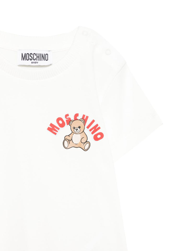 T-shirt bianca per neonato MZM047LAA01 10063 Moschino Kids 