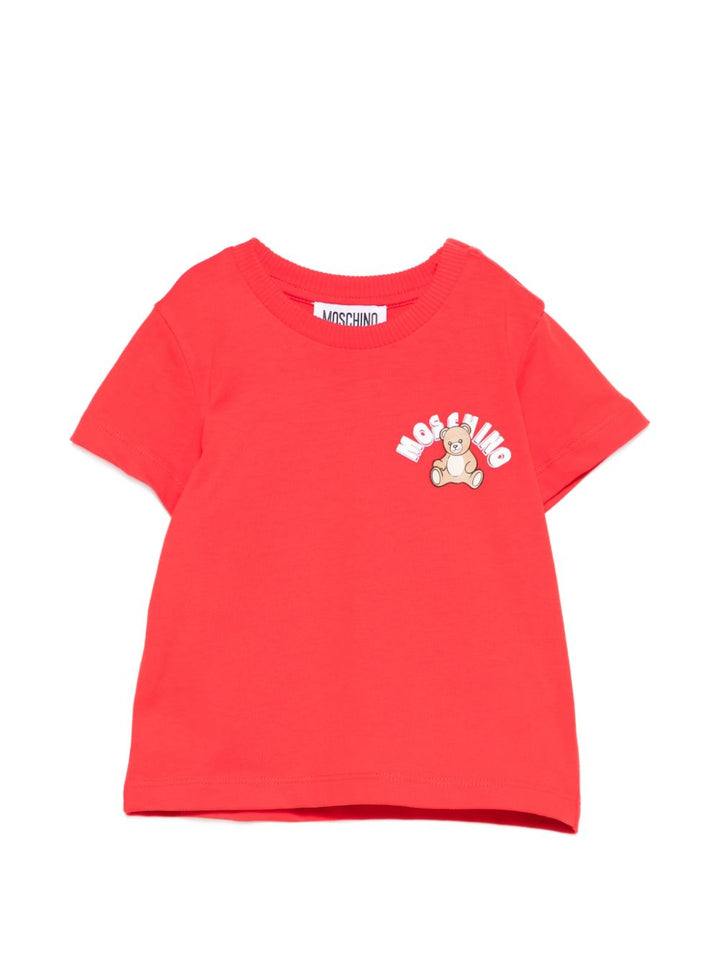 T-shirt rosso per neonato MZM047LAA01 50109 Moschino Kids 