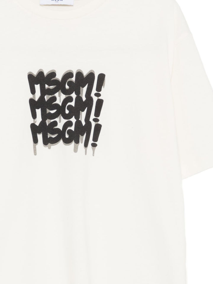 T-shirt crema per bambino S6MSJBTH227 013 Msgm Kids 