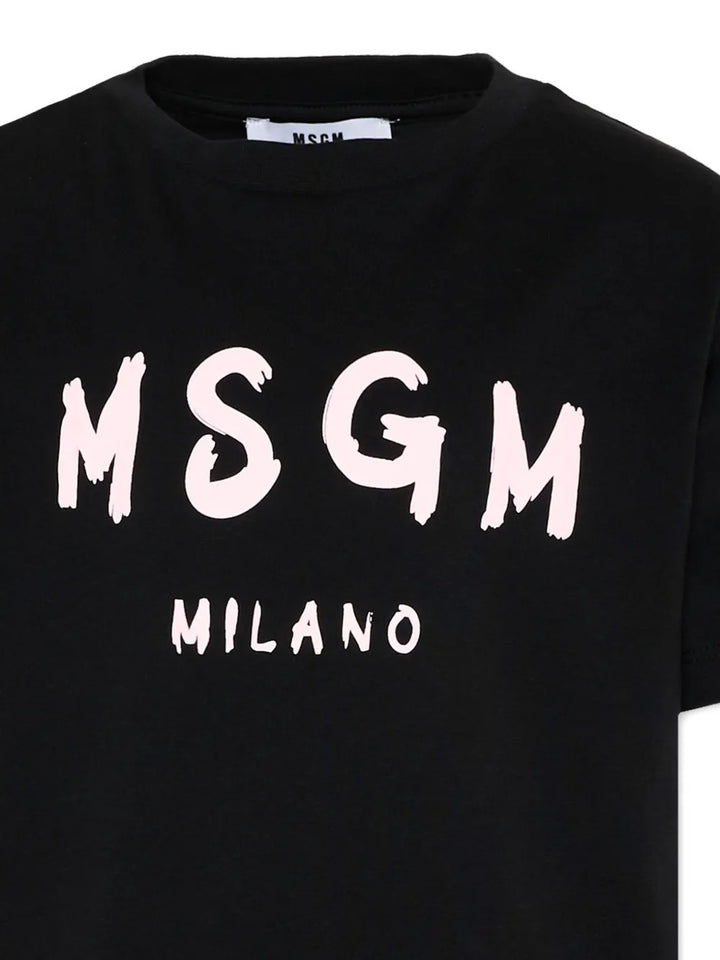 T-shirt nera per bambino S6MSJUTH001 11088 Msgm Kids 