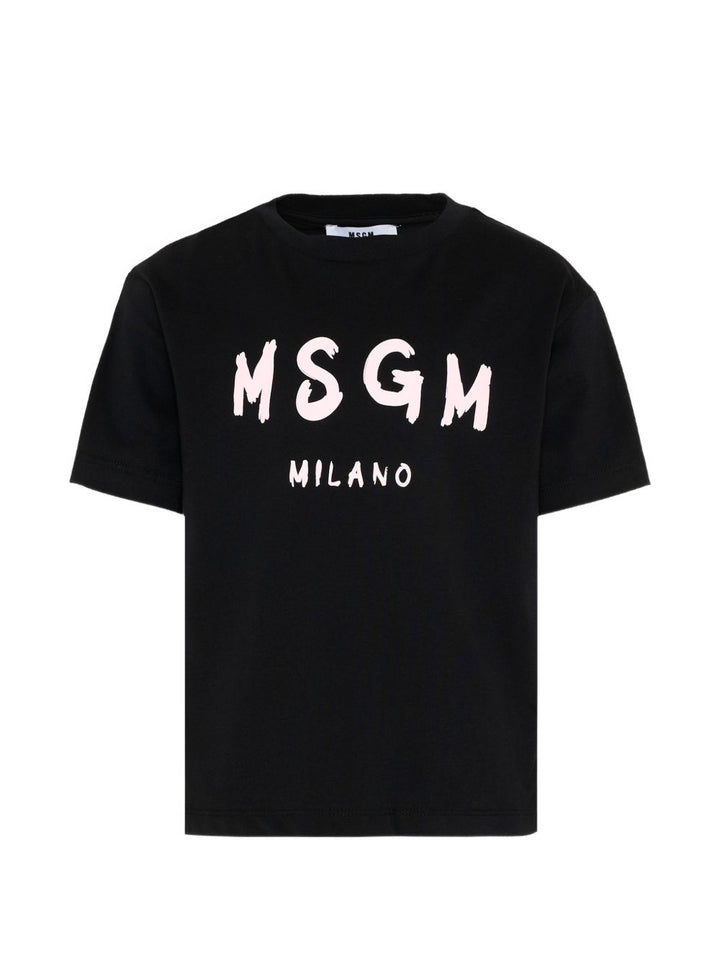 T-shirt nera per bambino S6MSJUTH001 11088 Msgm Kids 