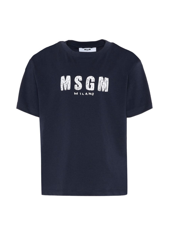 T-shirt blu scuro per bambino S6MSJUTH004 MS072 Msgm Kids 