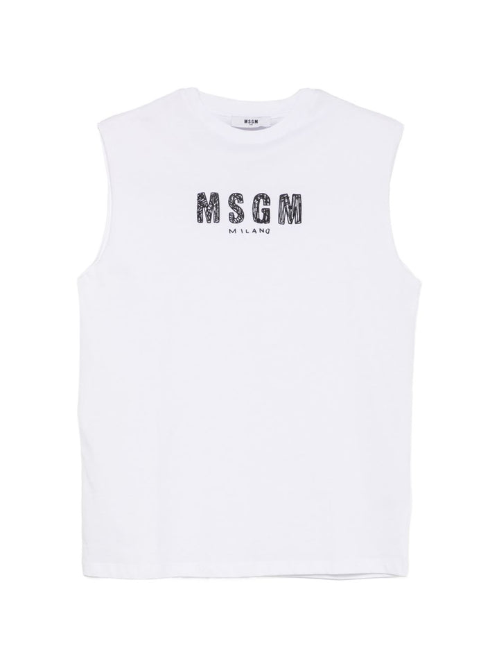 T-shirt bianca per bambino S6MSJUTH069 001 Msgm Kids 