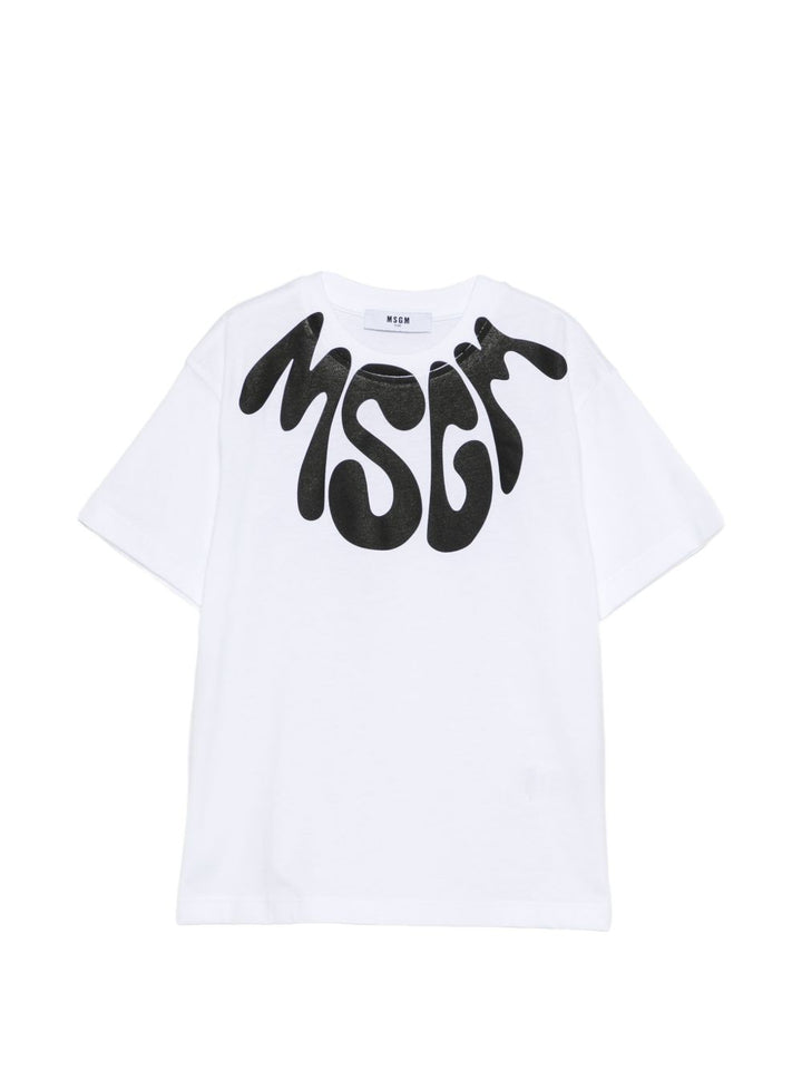 T-shirt bianca per bambino S6MSJUTH222 001/01 Msgm Kids 