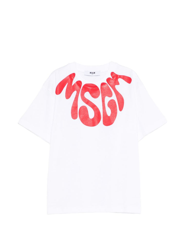 T-shirt bianca per bambino S6MSJUTH222 001/06 Msgm Kids 