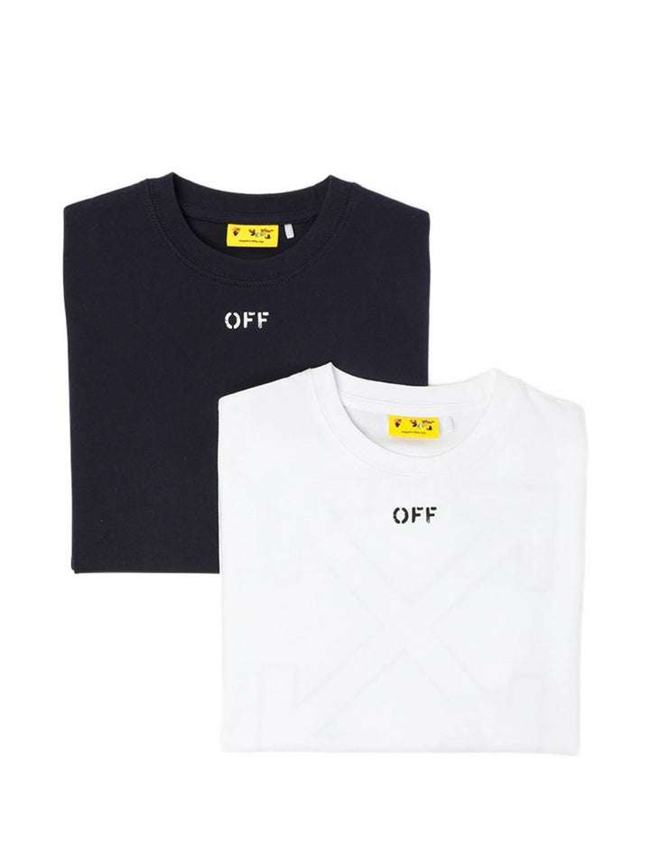 T-shirts bianca/nera per bambino OB2B001S26JER001 9060 Off White Kids 