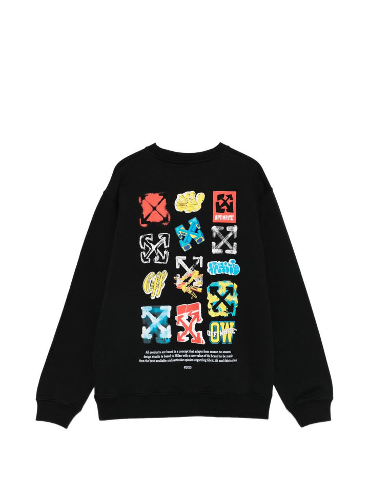 Felpa nera per bambino OBBA001S26FLE006 0001 Off White Kids 