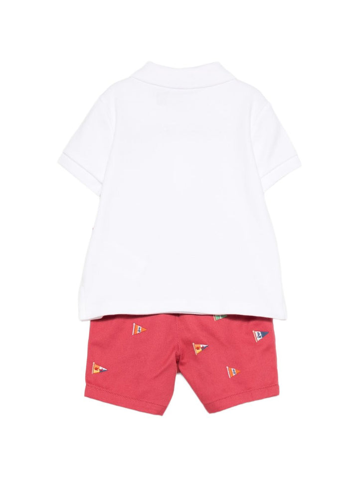Completo bianco/rosso per neonato 320B14065 001 Ralph Lauren Kids 