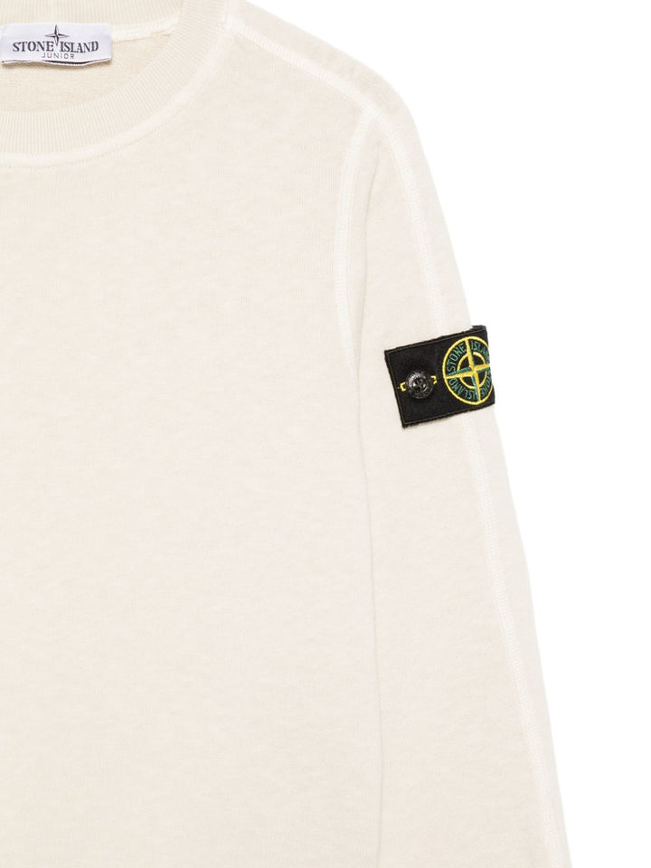 Felpa bianco sporco per bambino 66100012S0060 V0197 Stone Island Kids 