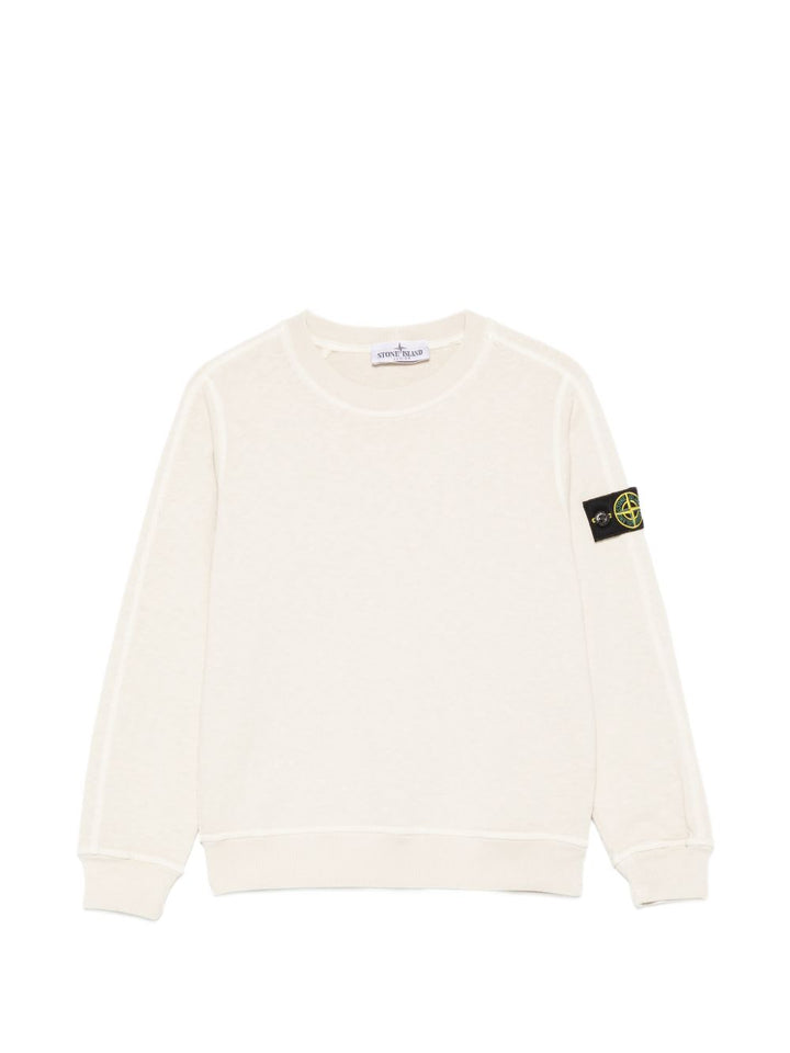 Felpa bianco sporco per bambino 66100012S0060 V0197 Stone Island Kids 