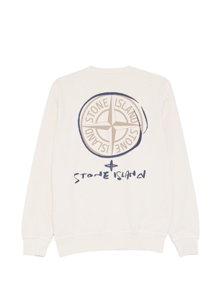 Felpa bianco sporco per bambino 66100018S0370 V0097 Stone Island Kids 