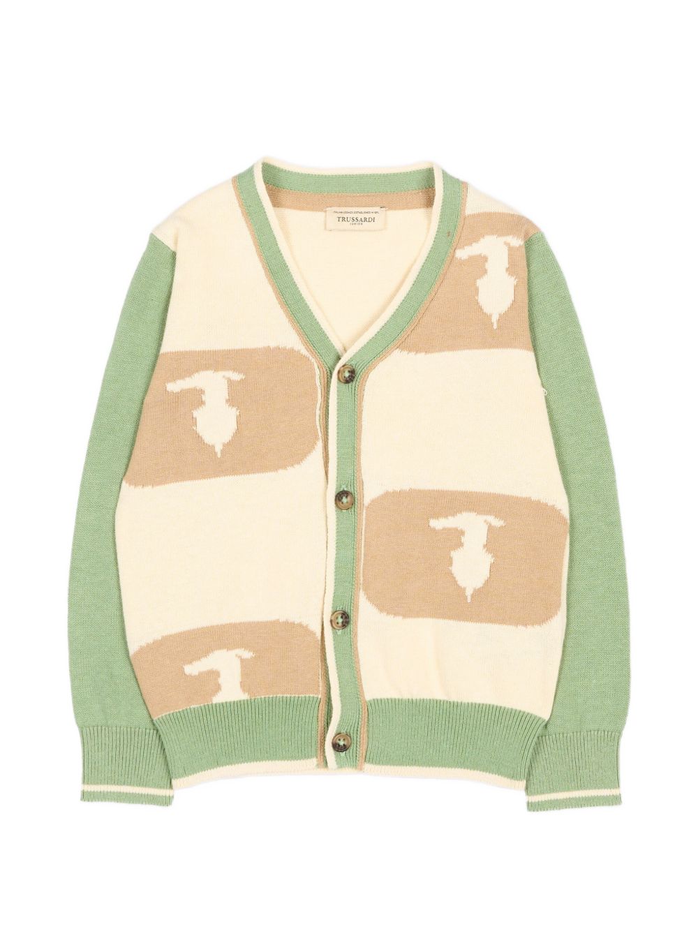 Cardigan verde/beige per neonato TIP26069CD GRE Trussardi Kids 