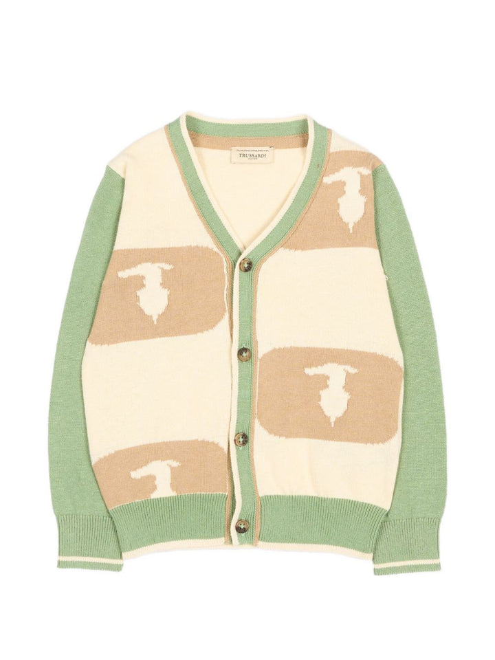 Cardigan verde/beige per neonato TIP26069CD GRE Trussardi Kids 