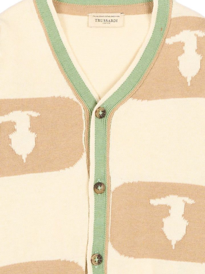 Cardigan verde/beige per neonato TIP26069CD GRE Trussardi Kids 