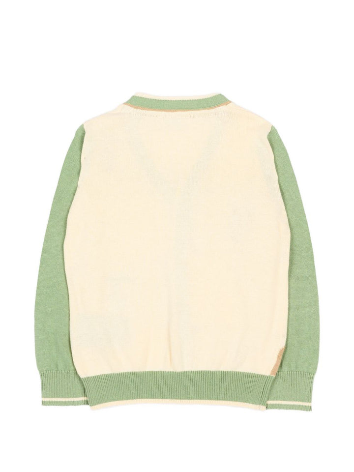 Cardigan verde/beige per neonato TIP26069CD GRE Trussardi Kids 