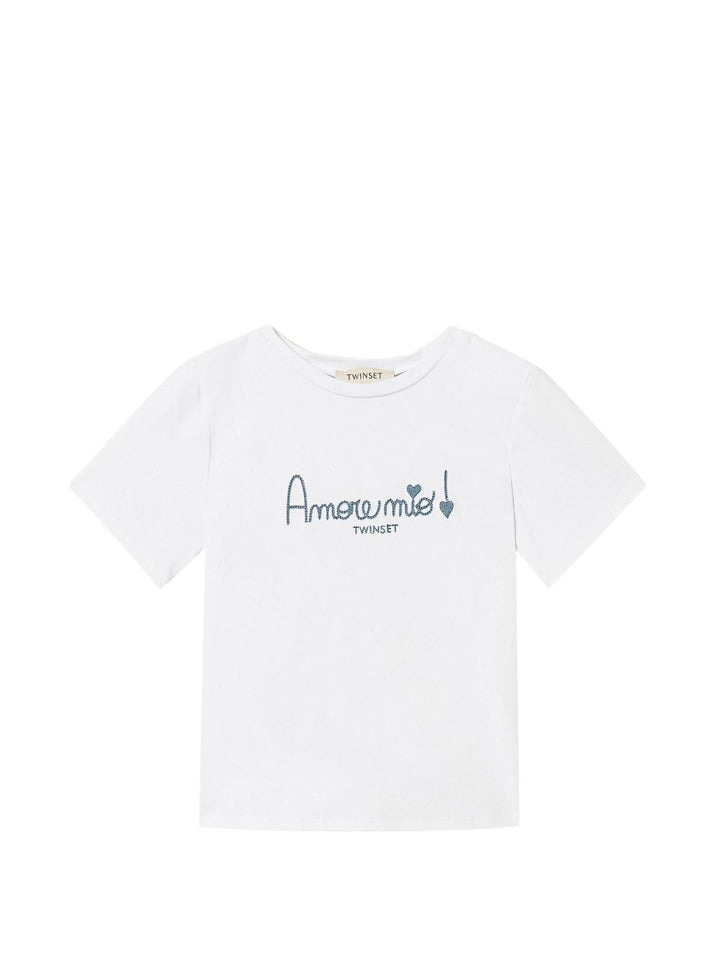 T-shirt bianco per bambina 261GB2181 13368 Twin Set 