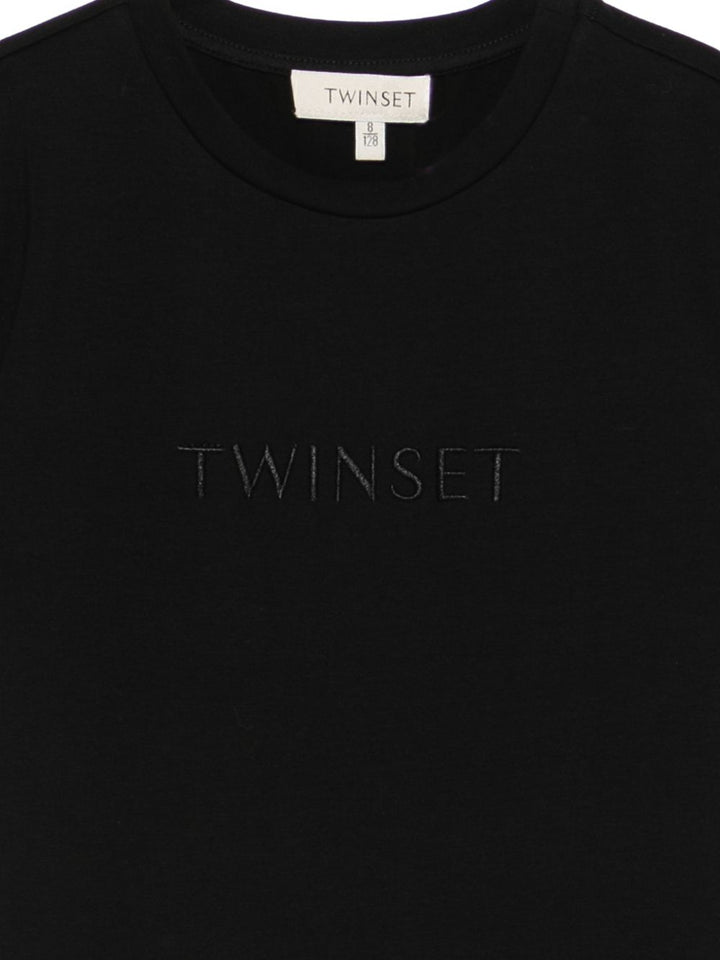 T-shirt nera per bambina 261GJ2252 00006 Twin Set 