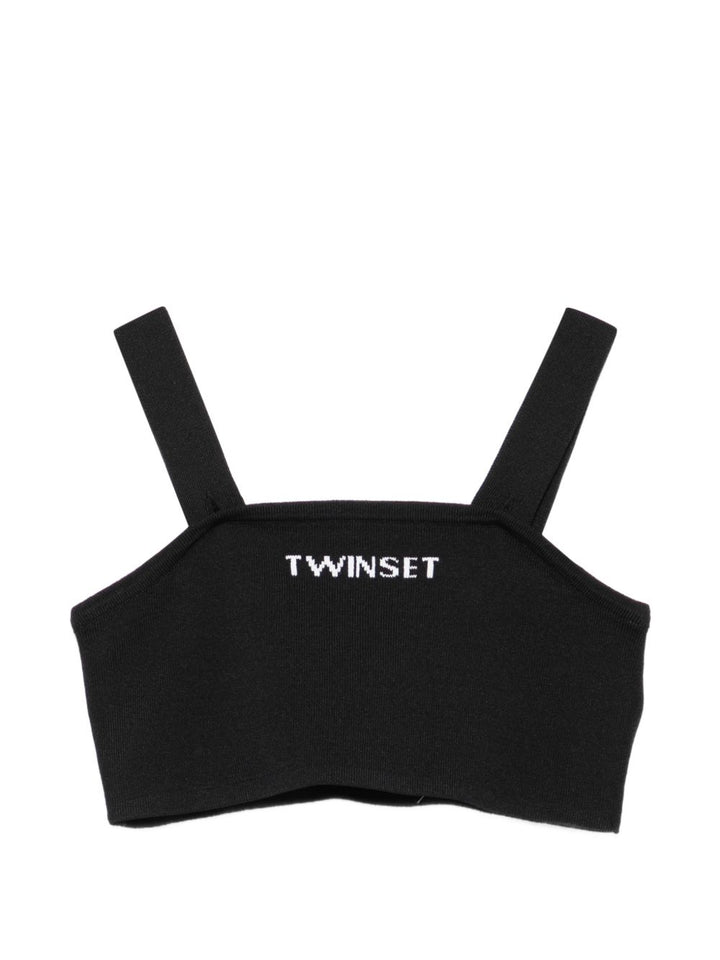 Top nero per bambina 261GJ3041 02958 Twin Set 