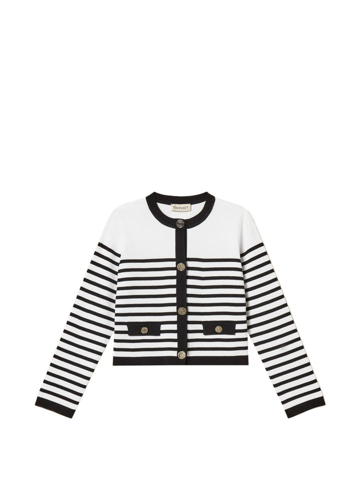 Cardigan bianco/nero per bambina 261GJ3060 11008 Twin Set 