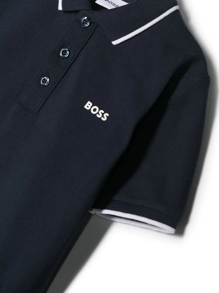 Polo blu per bambino con logo J25P26 849 Boss Kids 