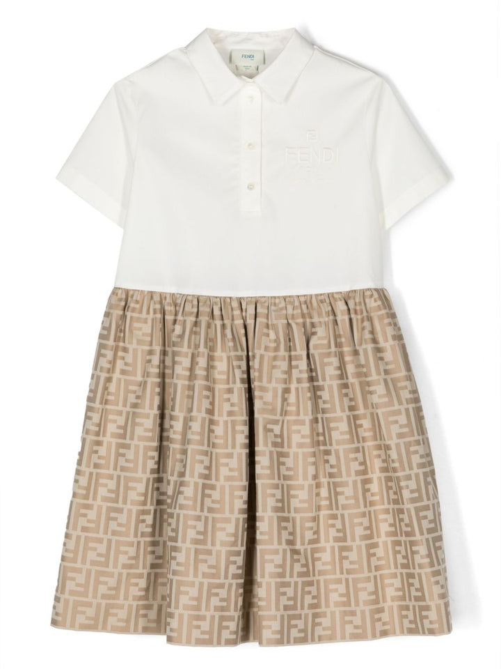 Abito bianco/beige per bambina JFB664ALO6 F1F4G Fendi Kids 