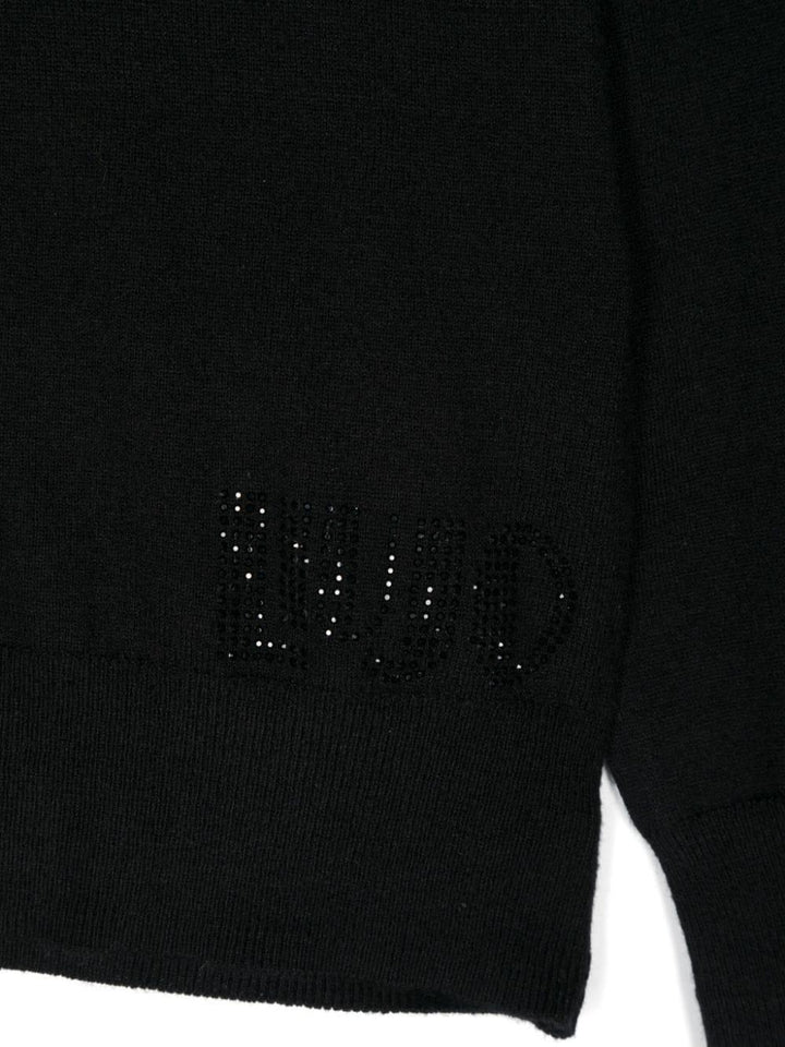 Maglione nero per bambina con logo