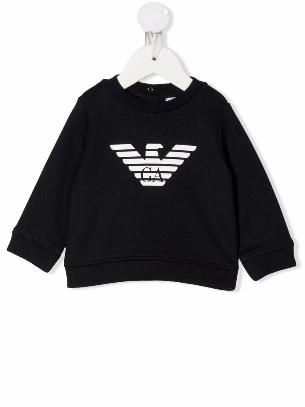 Black sweatshirt for newborns with white logo