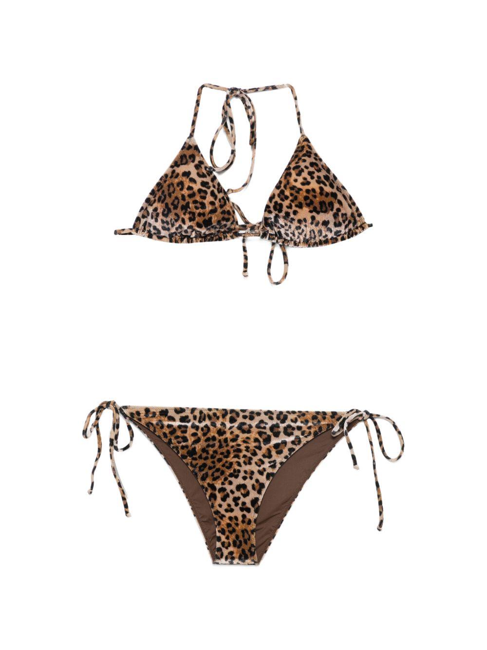 Costume animal print marrone per bambina LEH00011 00651L MC2 Saint Barth Kids 