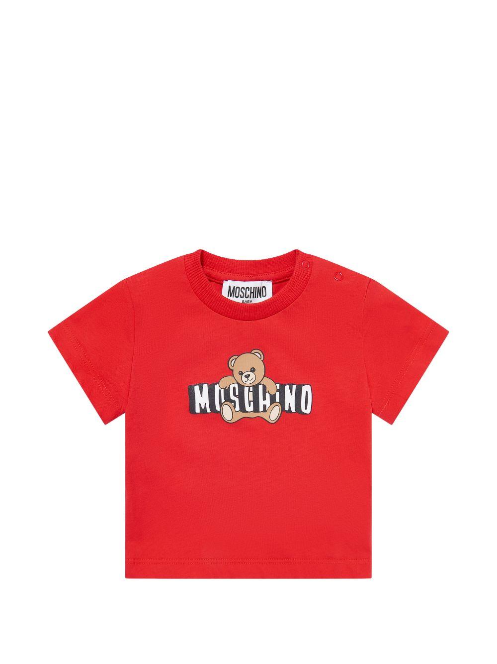 T-shirt rosso per neonato MUM04PLAA03 50109 Moschino Kids 