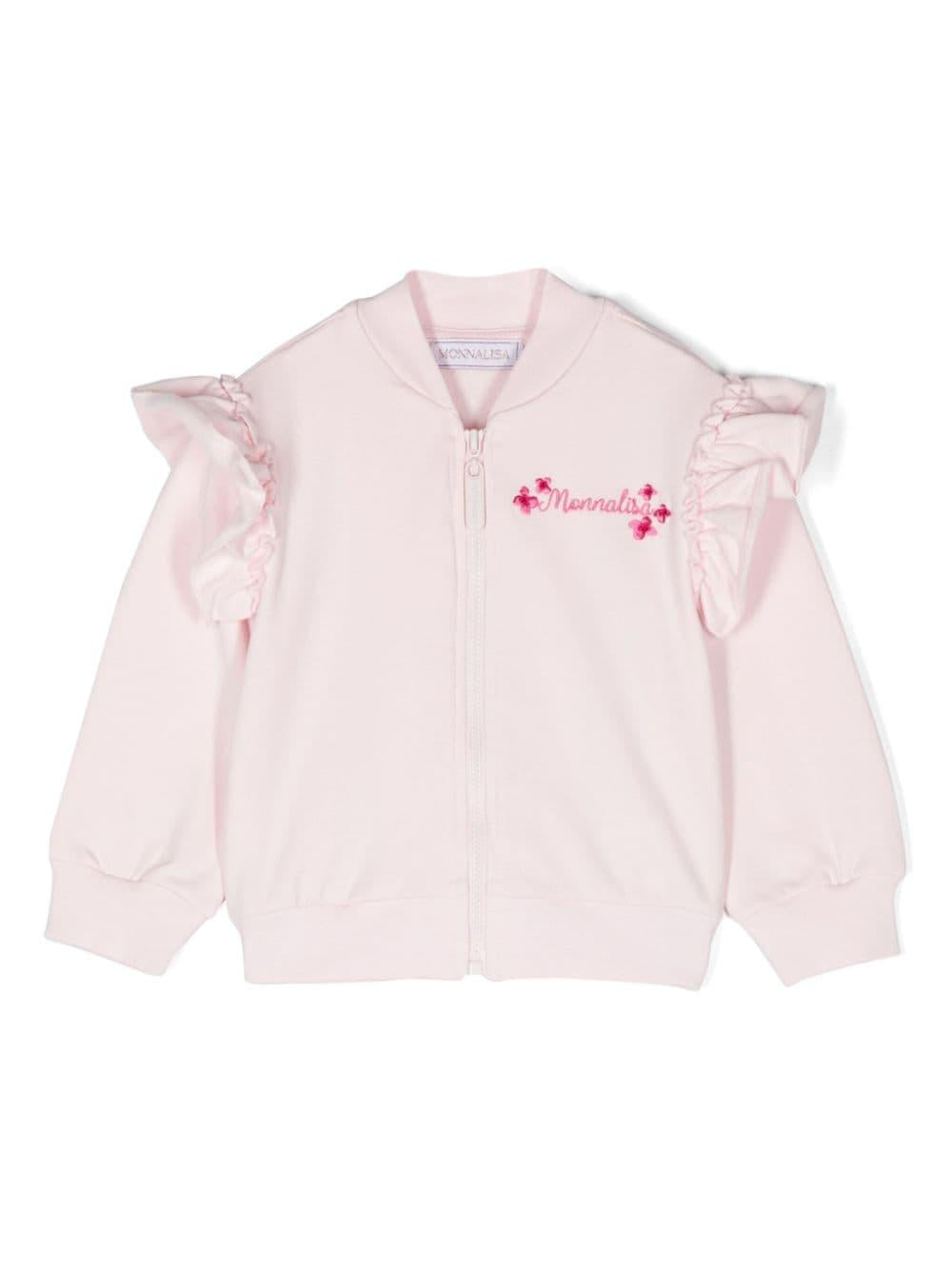 Felpa rosa chiaro per neonata con logo