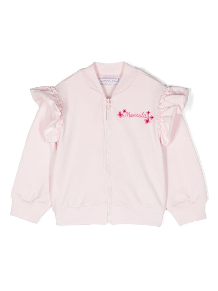 Felpa rosa chiaro per neonata con logo