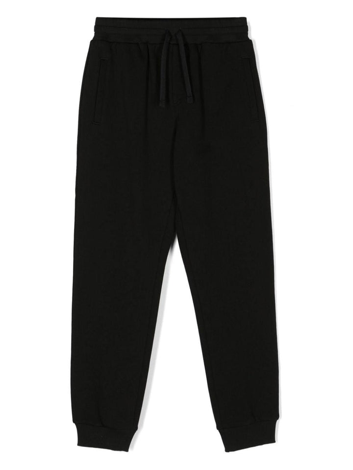 Black cotton jogging pants for children