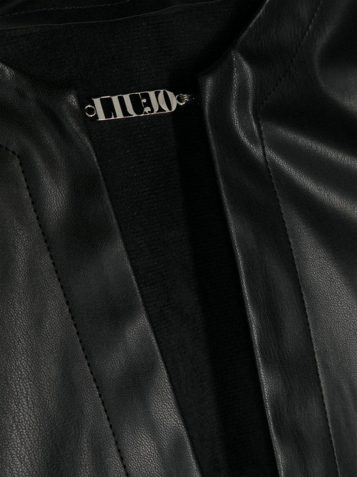 Black faux leather jacket for girls