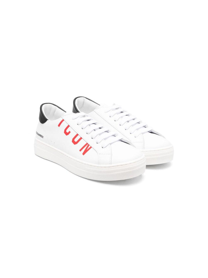 Sneakers bianche per bambino con stampa ICON