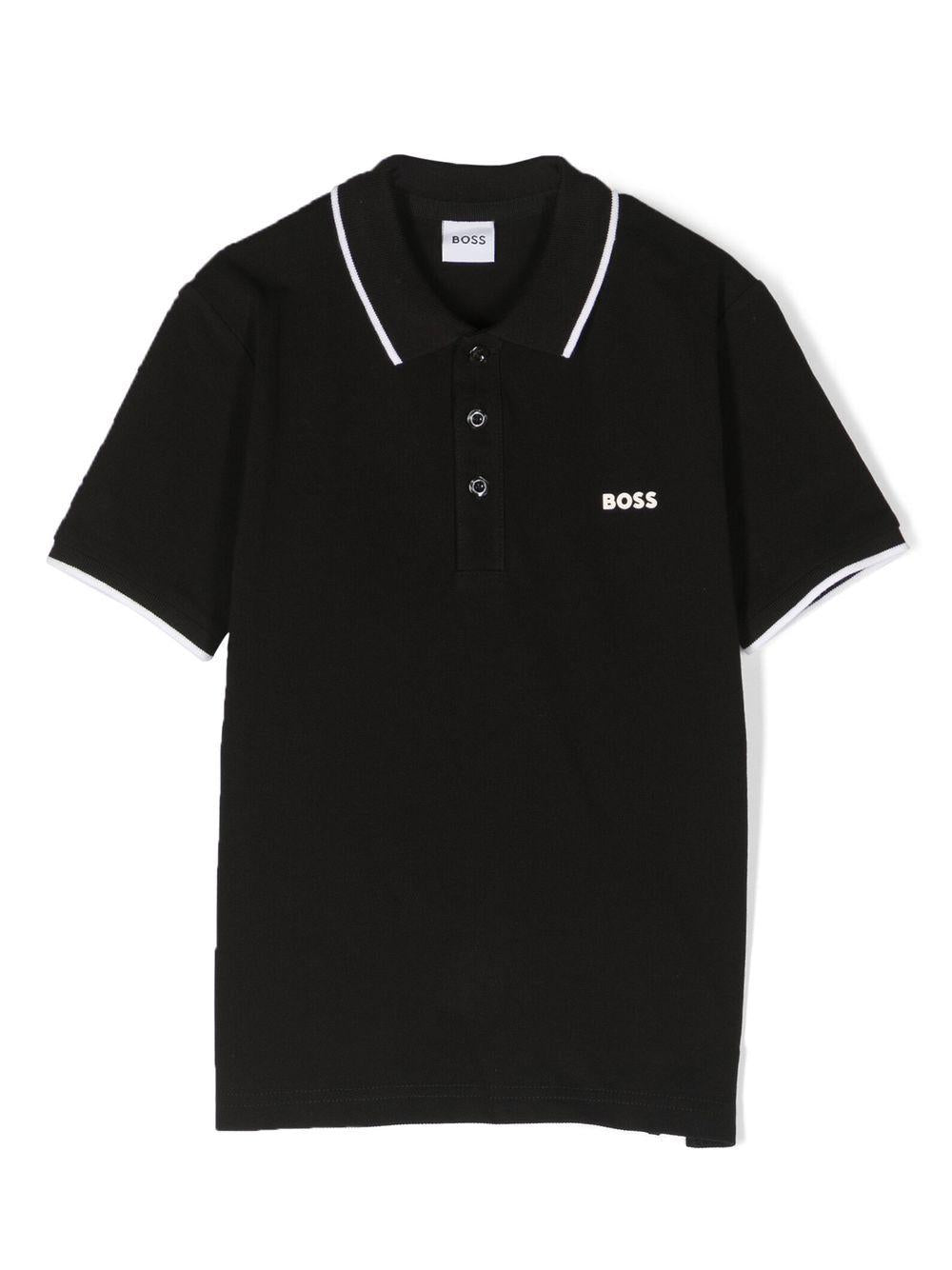 Polo nero/bianco per bambino J25P26 09B Boss Kids 