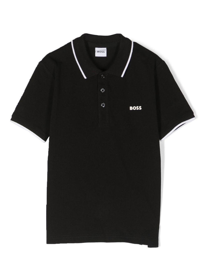 Polo nero/bianco per bambino J25P26 09B Boss Kids 